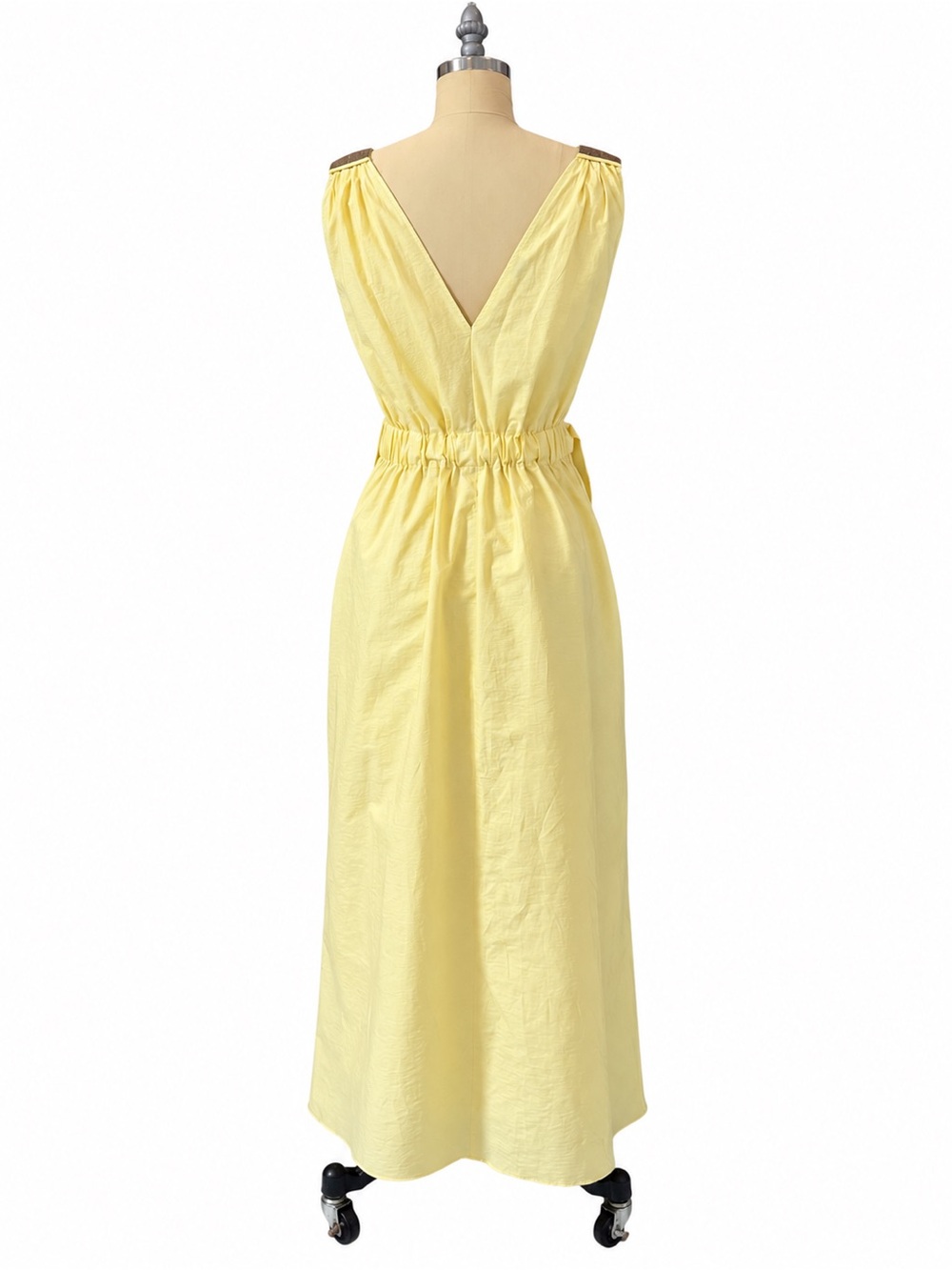 Brunello Cucinelli Pale Yellow V-Neck Sleeveless Maxi Dress - Picture 5 of 8